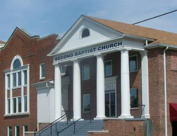 The front entrance of Second Baptist Church in Kansas City