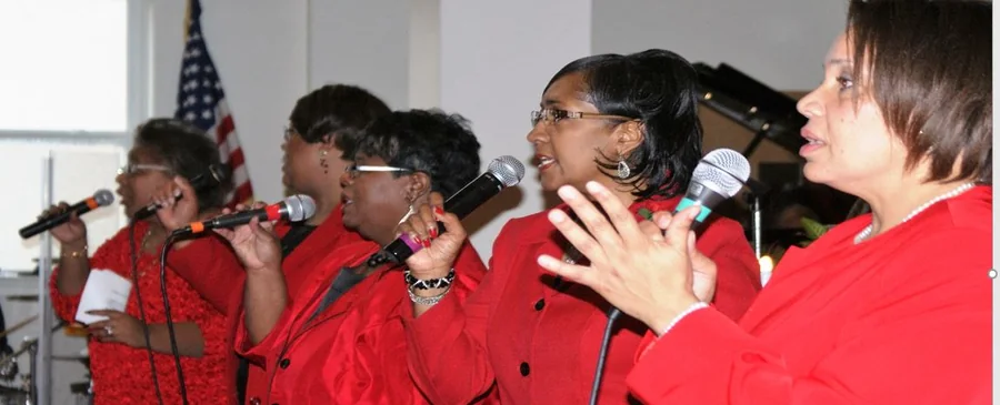 Second Baptist Church choir members singing